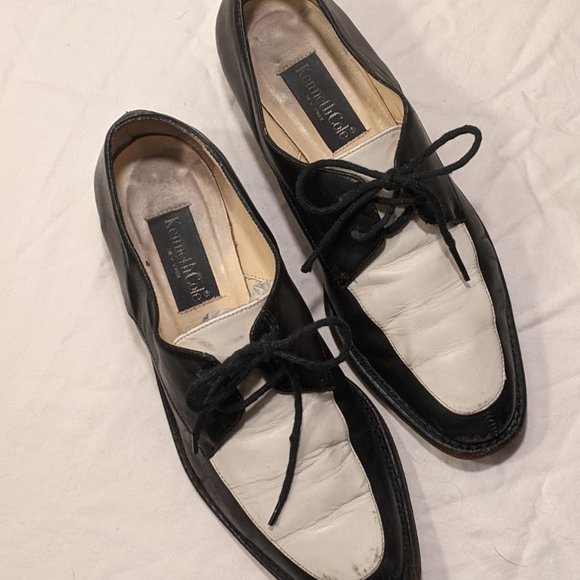 SOLD- Vintage Black & White Leather Loafers - Picture 2 of 14